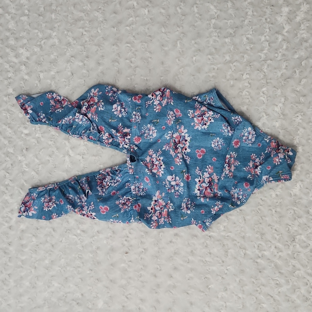 Pinkblush Teal Floral Ruffle Maternity One-Piece Swimsuit floral - Picture 4 of 14